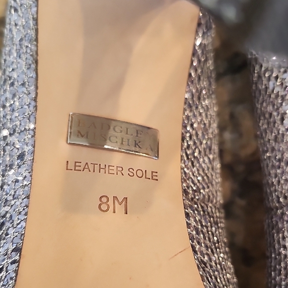 Badgley Mischka Silver Glitter High Heels - Picture 7 of 7